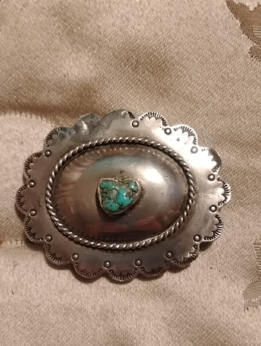 Vintage Navajo Handmade Concho Design Sterling Silver Belt Buckle
